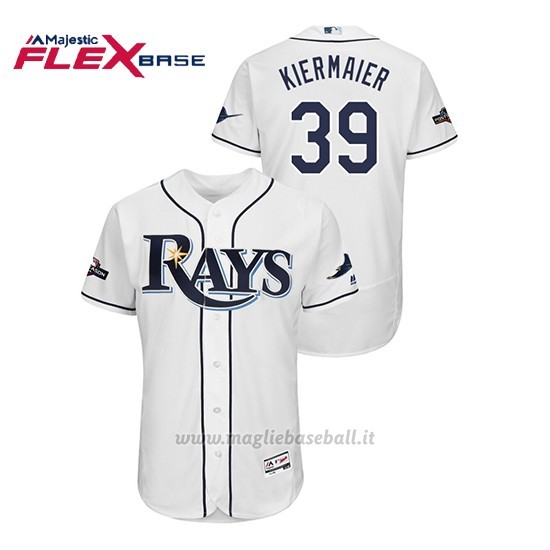 Maglia Baseball Uomo Tampa Bay Rays 39 Kevin Kiermaier 2019 Postseason Flex Base Bianco